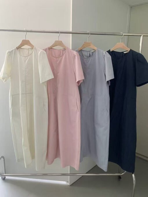 Vapetix Universal code-Universal code  Korean simple and versatile commuter round neck summer cool loose short-sleeved dress - Obrázek 6