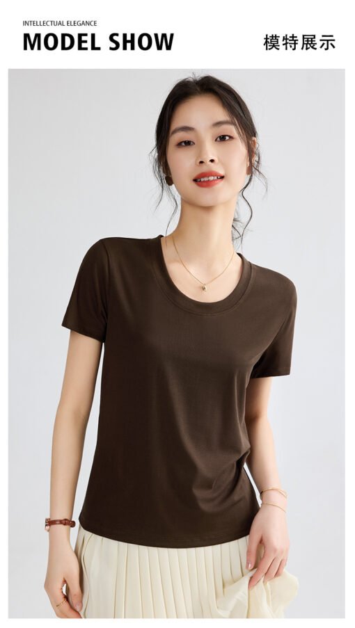 Vapetix M-XXXL  Tencel Lyocell Short-Sleeve U-Neck 2025 Mask T-Shirt Stylish Casual Elastic Quick-Dry Summer Top fo