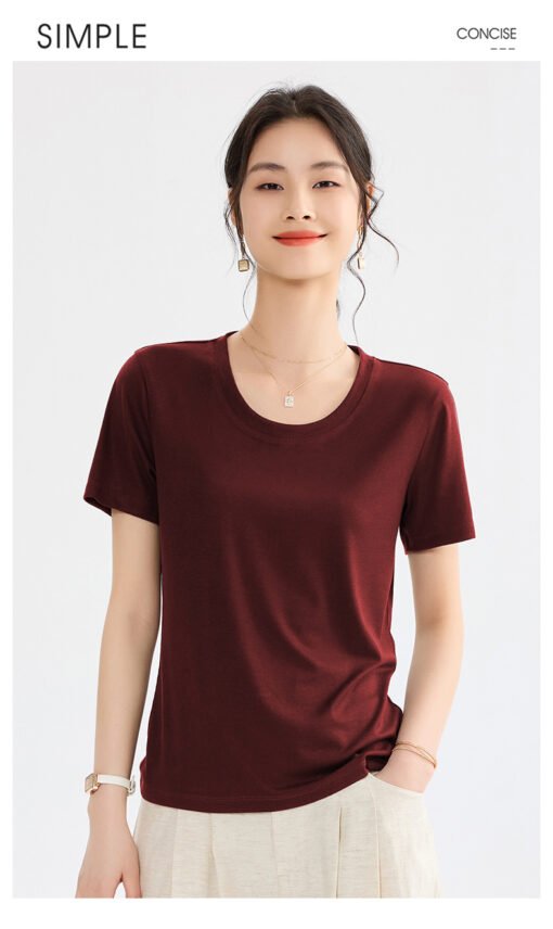 Vapetix M-XXXL  Tencel Lyocell Short-Sleeve U-Neck 2025 Mask T-Shirt Stylish Casual Elastic Quick-Dry Summer Top fo - Pilt 2