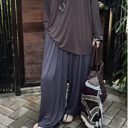 Vapetix S-L  Owis Slim Pants Modal Three-Dimensional Flower Bud Bloomer Pants with Loose Waist and Hand-position