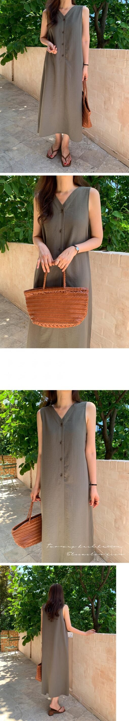 Vapetix Universal code-Universal code  Korean style loose and furnished vest dress