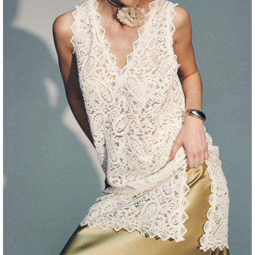 Vapetix S-XL  Factory Wholesale 2025 New Arrival Corset Lace Detail Side Slit V-Neck Top for Women - Afbeelding 3