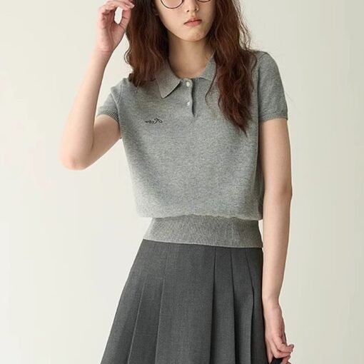Vapetix Free Size-Free Size  Cotton/Short Sleeve Knit Top for Women - 2025 Summer New Arrival Alphabet Embroidered Short-Sleeve
