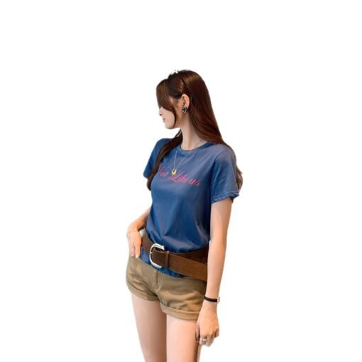 Vapetix S-XL  Korean classic versatile letter print round neck short sleeve T-shirt for women summer Korean loose
