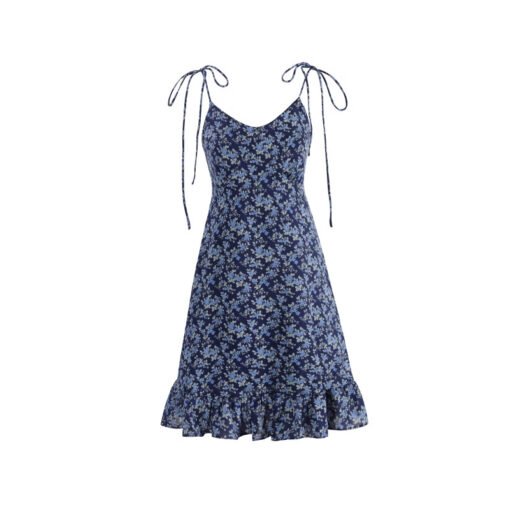 Vapetix S-XL  Sweet hot girls retro floral dress women's summer French waist-hugging slim suspender skirt small s