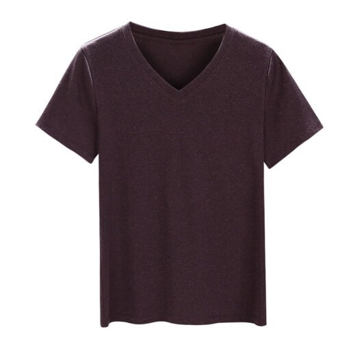 Vapetix M-XXXL  【V-neck T-shirt made of Tencel linen】Short-sleeve women's T-shirt, 25th summer, regular shoulder le