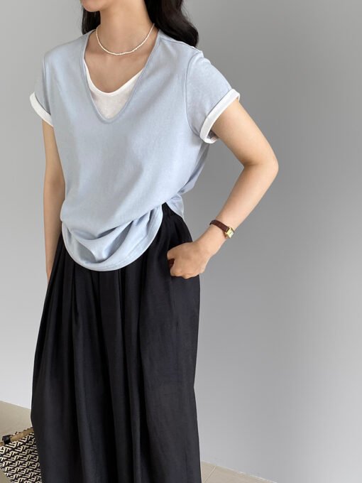 Vapetix S-M  Women's Summer High-End Han Style Korean Women's Short-Sleeve T-Shirt Women's Summer Casual Top Wom - Kép 2