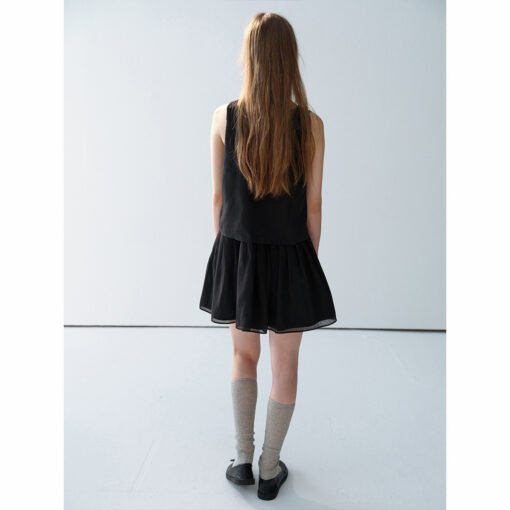 Vapetix S-M  Daihe Summer New Casual V-neck Ballet chiffon Split Style Simple Pleated Backless Dress H8941