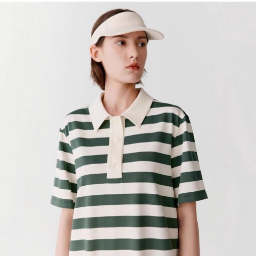 Vapetix S recommended weight 90-110 pounds-XL Recommended Weight: 131-140 pounds  IC Small الذرة Polo Striped Dress for Women 2025 Summer Cotton Fabric Straight Tunic Dress Casual M - Pilt 3