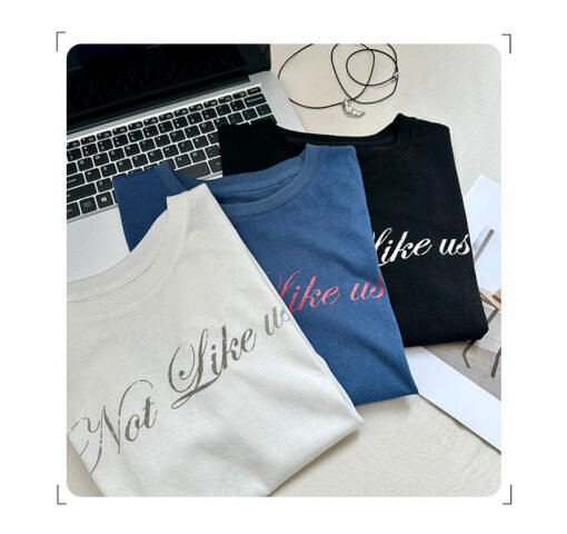Vapetix S-XL  Korean classic versatile letter print round neck short sleeve T-shirt for women summer Korean loose - Pilt 2