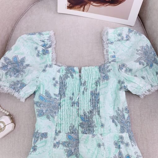 Vapetix S-XL  P.tre "Tusca Morning Dew" Pure linen slimming romantic French dress 2025 summer new tea - Obrázek 2