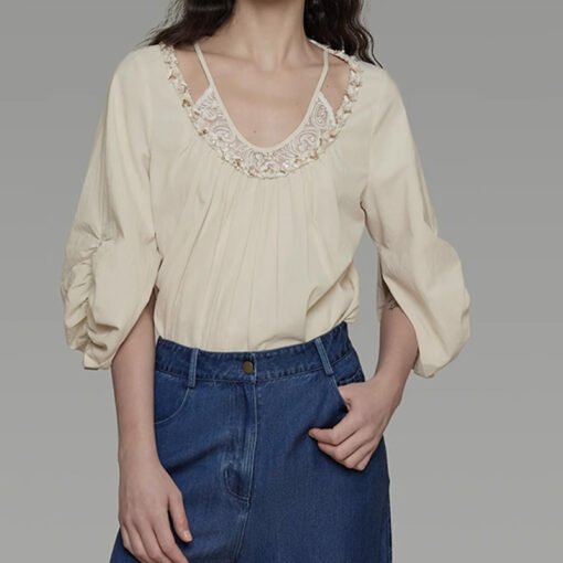 Vapetix S-M  UNSPO Design Sense Short-sleeved Shirt Women's 2025 Summer New Loose Slim Look Lazy Shape Collar To