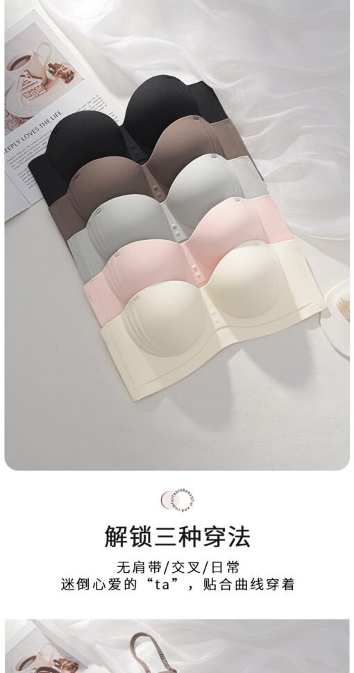 Vapetix S size is suitable for 32/70ABC-XL size suitable for 38/85ABC  Traceless Invisible Strapless Underwear Women's Breathable Push-up Small Chest Large Outer Expansio – Bild 4