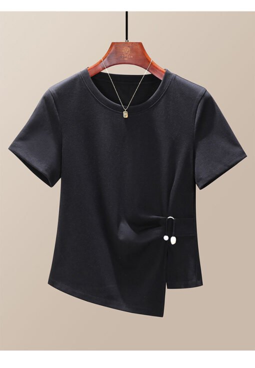 Vapetix M-XXXL  Irregular Short Sleeve T-shirt for Women - Summer 2025 New Trendy Top - Youthful, Fashionable, Slim