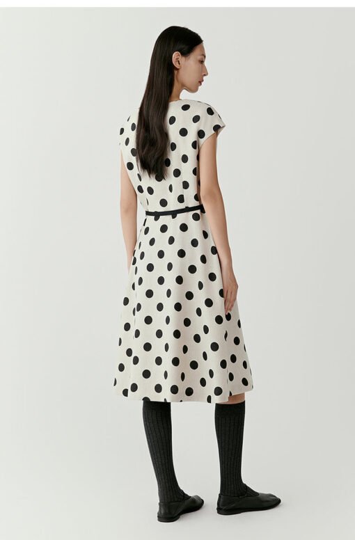 Vapetix S recommended weight 90-108斤-XL Recommended Weight 129-138 Jin  IC Xiaohuo 100% Linen Liquid Ammonia Round Dot Dress 2025 Summer New Model Twill Knee-Mid Length Sk - Pilt 3