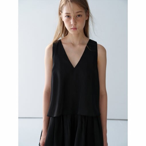 Vapetix S-M  Daihe Summer New Casual V-neck Ballet chiffon Split Style Simple Pleated Backless Dress H8941 - Billede 2