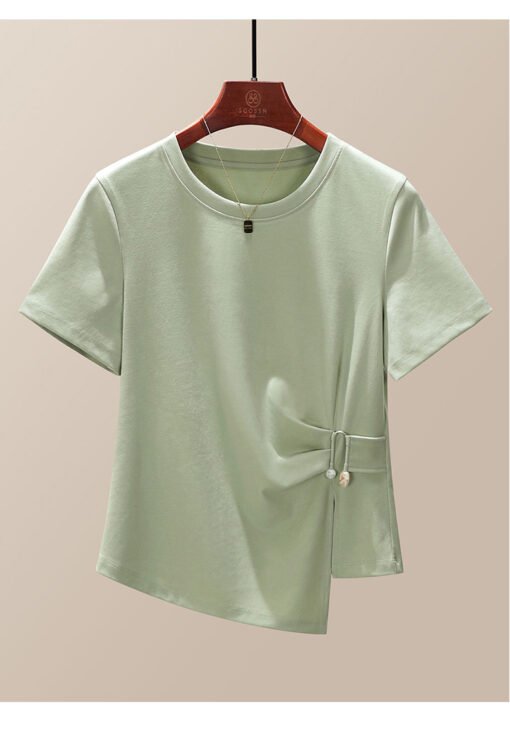 Vapetix M-XXXL  Irregular Short Sleeve T-shirt for Women - Summer 2025 New Trendy Top - Youthful, Fashionable, Slim - Pilt 2