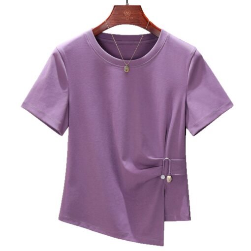 Vapetix M-XXXL  Irregular Short Sleeve T-shirt for Women - Summer 2025 New Trendy Top - Youthful, Fashionable, Slim - Pilt 3