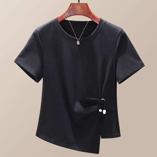 Vapetix M-XXXL  Irregular Short Sleeve T-shirt for Women - Summer 2025 New Trendy Top - Youthful, Fashionable, Slim - Pilt 4
