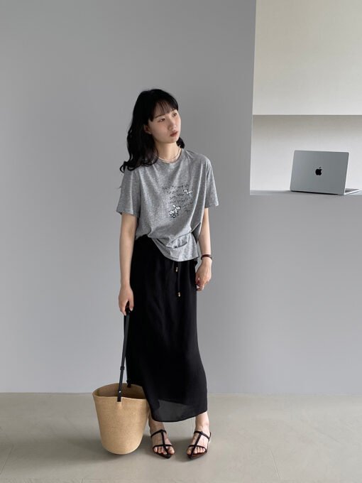 Vapetix Free Size-Free Size  Women's thin South Korean-style printed short-sleeved T-shirt, summer high-end women's top, straigh - Pilt 4
