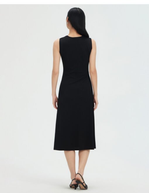 Vapetix S recommended weight 40-49 kilograms-XL recommended weight 119-128 pounds  Th sleeveless round neck dress 2025 summer, new Taikoo Li CEO's black cocktail dress with pleats, f - Billede 3