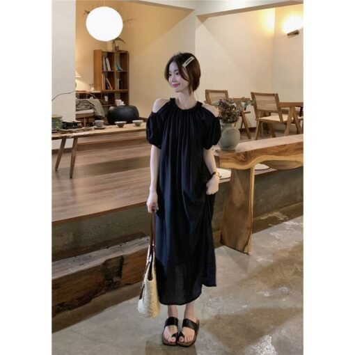 Vapetix L suggests 80-120 pounds.-Suggested weight range for 4XL: 240-300 lbs  Fat MM 300 pounds plus-size French-style V-neck off-shoulder dress for women, autumn loose and slen - Obrázek 4