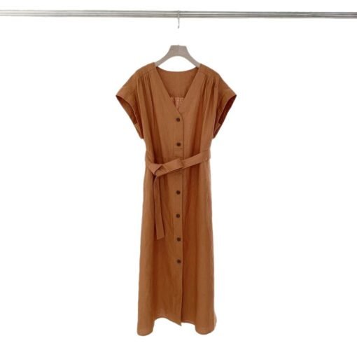 Vapetix S recommended weight 45-54 kilograms-XL recommended weight 129-138 pounds  IC Xiaohuo 100% Linen Women's Youthful and Whitening 2025 Summer New Linen Plain Long Dress Light H - Pilt 2