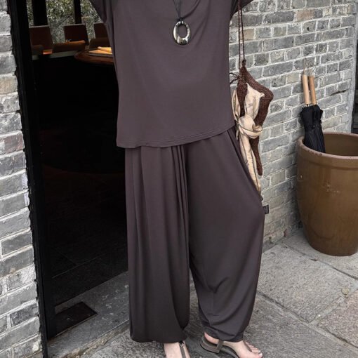 Vapetix S-L  Owis Slim Pants Modal Three-Dimensional Flower Bud Bloomer Pants with Loose Waist and Hand-position - Kép 3