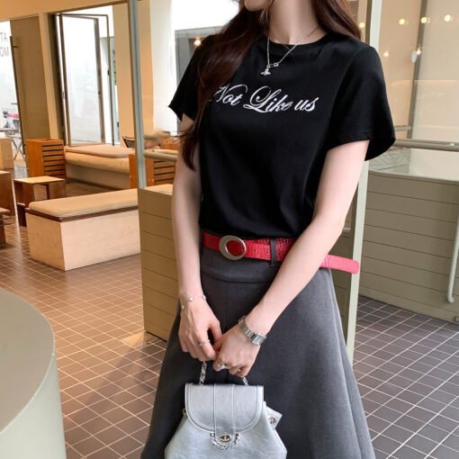 Vapetix S-XL  Korean classic versatile letter print round neck short sleeve T-shirt for women summer Korean loose - Pilt 4
