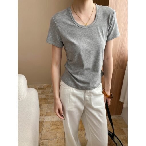 Vapetix S-XL  Snake Cupboard Summer Small Waist Paper Person U-Neck Design Folded Waist Slimming Short-Sleeve T-S - 图片 5