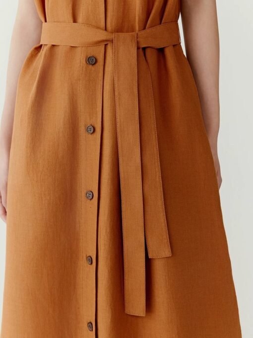 Vapetix S recommended weight 45-54 kilograms-XL recommended weight 129-138 pounds  IC Xiaohuo 100% Linen Women's Youthful and Whitening 2025 Summer New Linen Plain Long Dress Light H - Pilt 3