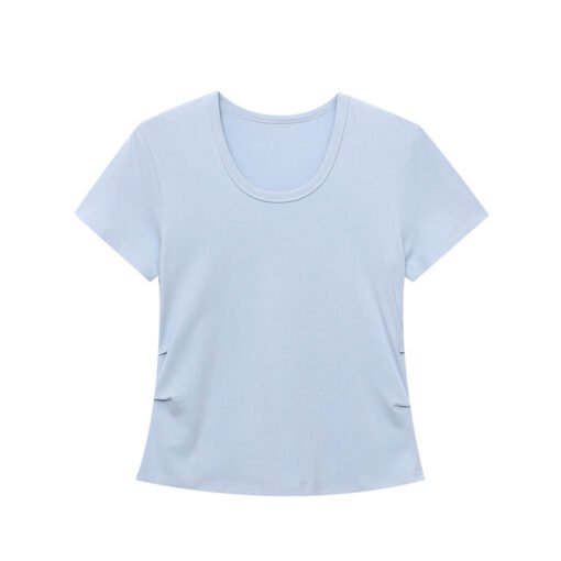 Vapetix S-XL  Snake Cupboard Summer Small Waist Paper Person U-Neck Design Folded Waist Slimming Short-Sleeve T-S - 图片 6