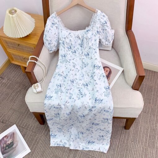 Vapetix S-XL  P.tre "Hadab's Blue Dream Butterfly" linen printed agile French dress 2025 summer new – Bild 5