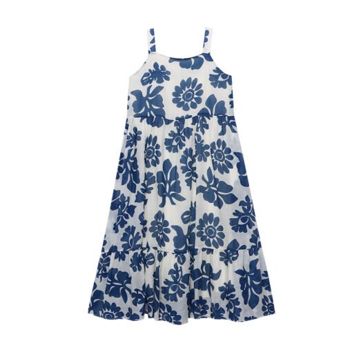 Vapetix S-L  Sinan Garden Story French retro plant silhouette print A-line suspender dress linen SN7623 - Obrázek 5
