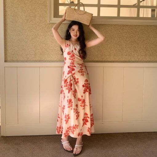Vapetix S-M  05.19 Thirteen Lines Summer Vibe 25 Summer Vacation Chic Belted Bodycon Sleeveless Floral Dress Wom - Pilt 2