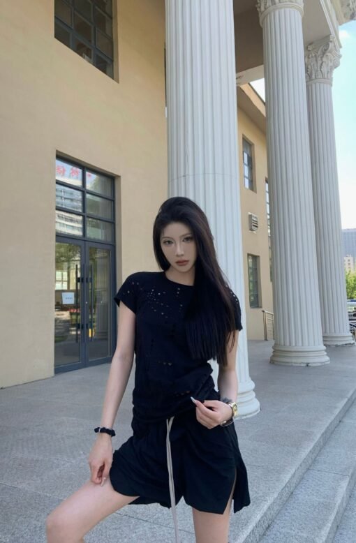 Vapetix S-L  SUBHUMAN Women's | New Hollow-out Crochet Slimming Top Women's Back Unique Splicing Design T-shirt - obrazek 4