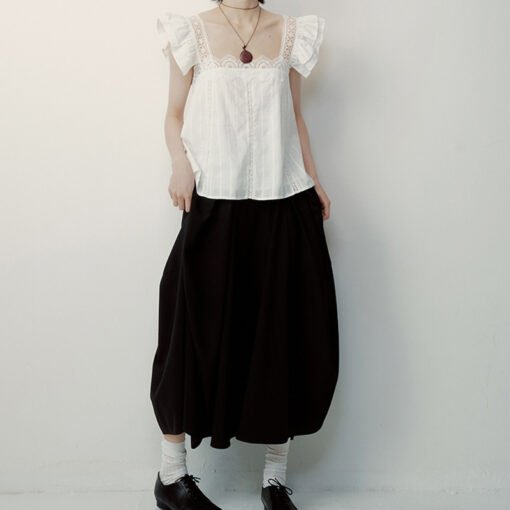 Vapetix XS-L  FUSS 25SS Cocoon Story_Handmade Pleated + Deconstructed Splicing_Ya Black Lantern Skirt 2025 Summer - Kép 3