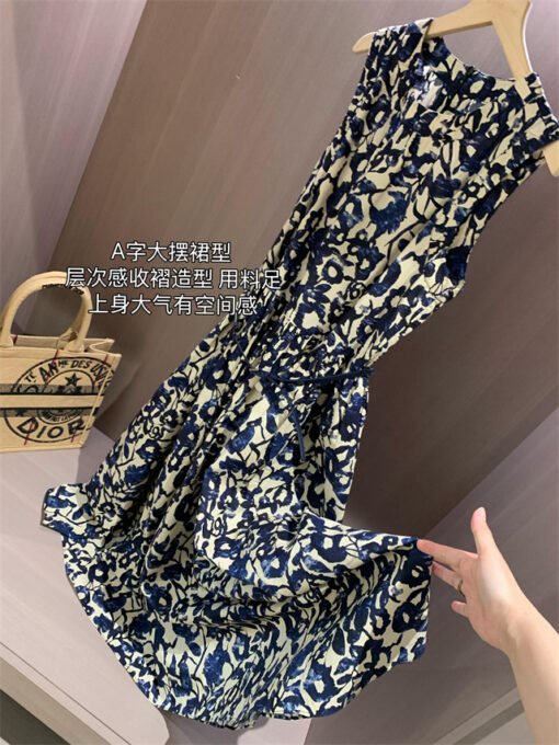 Vapetix 36/S-40/L  GJ517M Home Drawer 6K+ Ink Wash Retro Print Pure Cotton A-line Belted Sleeveless Dress for Women 20 – Bild 5