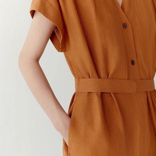 Vapetix S recommended weight 45-54 kilograms-XL recommended weight 129-138 pounds  IC Xiaohuo 100% Linen Women's Youthful and Whitening 2025 Summer New Linen Plain Long Dress Light H - Pilt 5