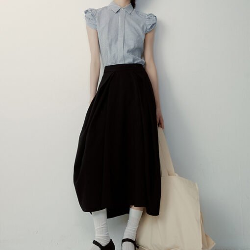 Vapetix XS-L  FUSS 25SS Cocoon Story_Handmade Pleated + Deconstructed Splicing_Ya Black Lantern Skirt 2025 Summer - Kép 4