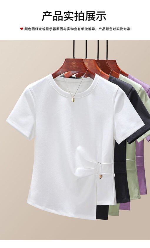 Vapetix M-XXXL  Irregular Short Sleeve T-shirt for Women - Summer 2025 New Trendy Top - Youthful, Fashionable, Slim - Pilt 5