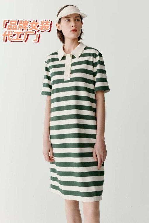 Vapetix S recommended weight 90-110 pounds-XL Recommended Weight: 131-140 pounds  IC Small الذرة Polo Striped Dress for Women 2025 Summer Cotton Fabric Straight Tunic Dress Casual M - Pilt 5