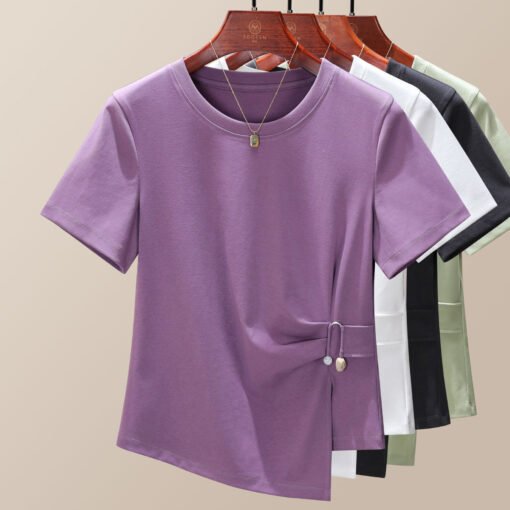 Vapetix M-XXXL  Irregular Short Sleeve T-shirt for Women - Summer 2025 New Trendy Top - Youthful, Fashionable, Slim - Pilt 6