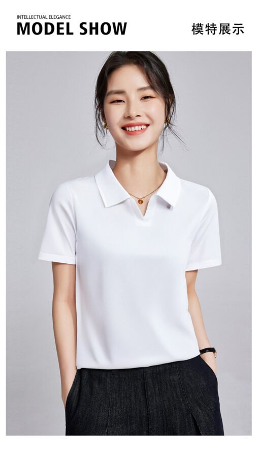 Vapetix M-XXXL  Women's 2025 New Summer T-Shirt with Polo Collar, Regular Shoulder, Slimming Top, High-End and Refi - Pilt 3