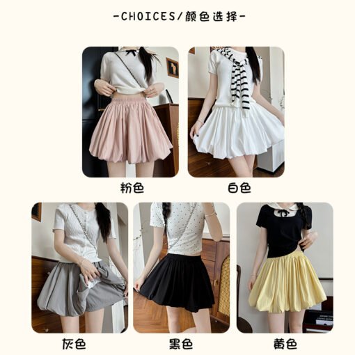 Vapetix S-XL  White Flower Bud Skirt Pants Women's Summer 2025 New High Waist Dipped A- Line Short Skirt Small Pu - 图片 5