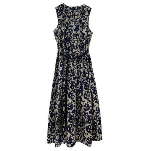 Vapetix 36/S-40/L  GJ517M Home Drawer 6K+ Ink Wash Retro Print Pure Cotton A-line Belted Sleeveless Dress for Women 20 – Bild 7