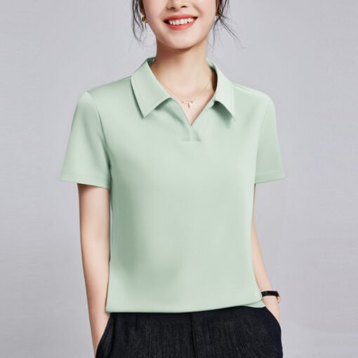 Vapetix M-XXXL  Women's 2025 New Summer T-Shirt with Polo Collar, Regular Shoulder, Slimming Top, High-End and Refi - Pilt 4