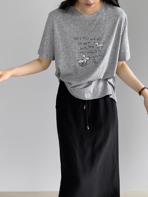 Vapetix Free Size-Free Size  Women's thin South Korean-style printed short-sleeved T-shirt, summer high-end women's top, straigh - Pilt 7