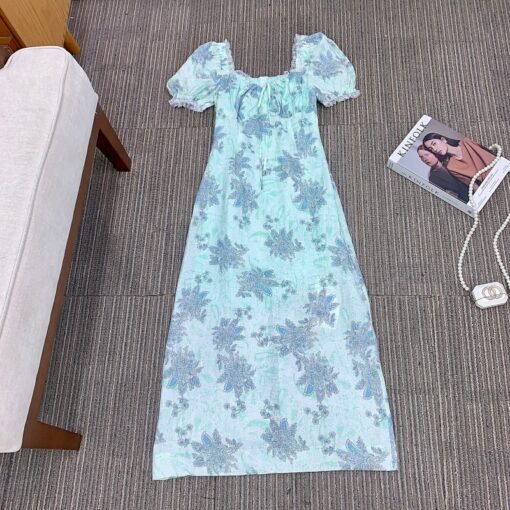 Vapetix S-XL  P.tre "Tusca Morning Dew" Pure linen slimming romantic French dress 2025 summer new tea - Obrázek 8