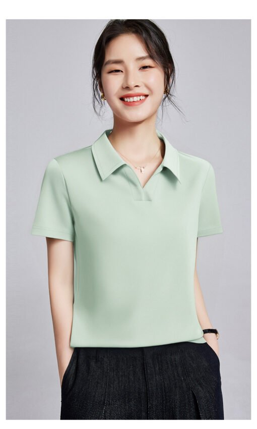 Vapetix M-XXXL  Women's 2025 New Summer T-Shirt with Polo Collar, Regular Shoulder, Slimming Top, High-End and Refi - Pilt 5